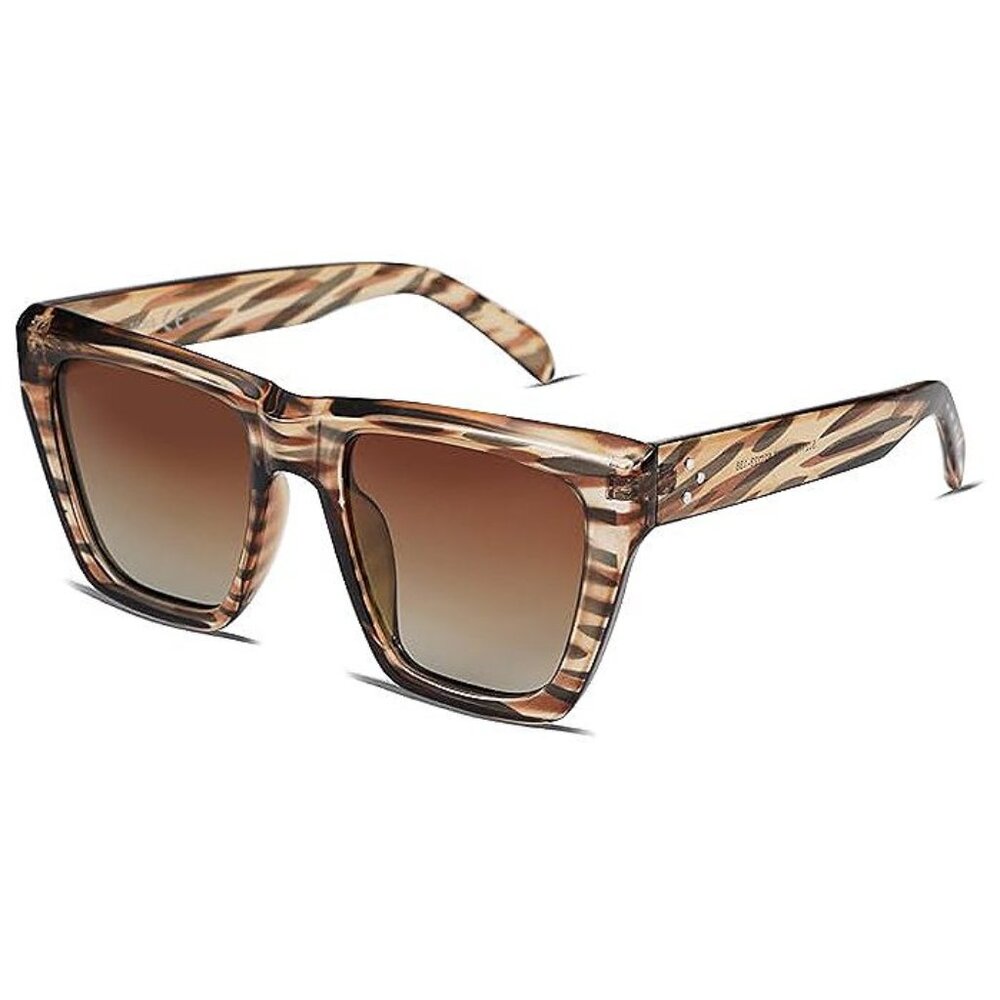Fashion Oversized Square Polarized Sunglasses , Brown Pattern